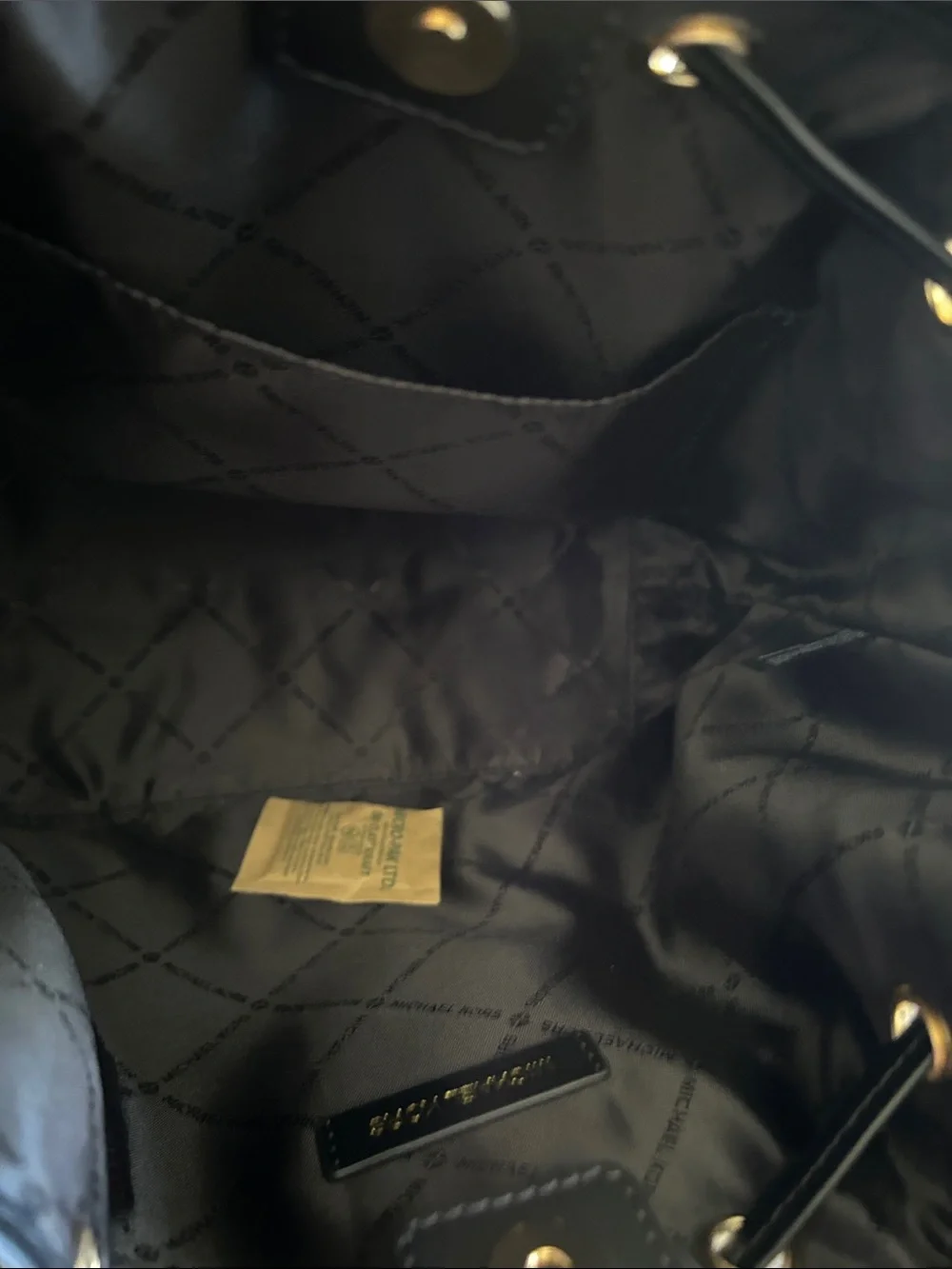 Michael Kors Black  Leather Drawstring Hobo Bucket Bag